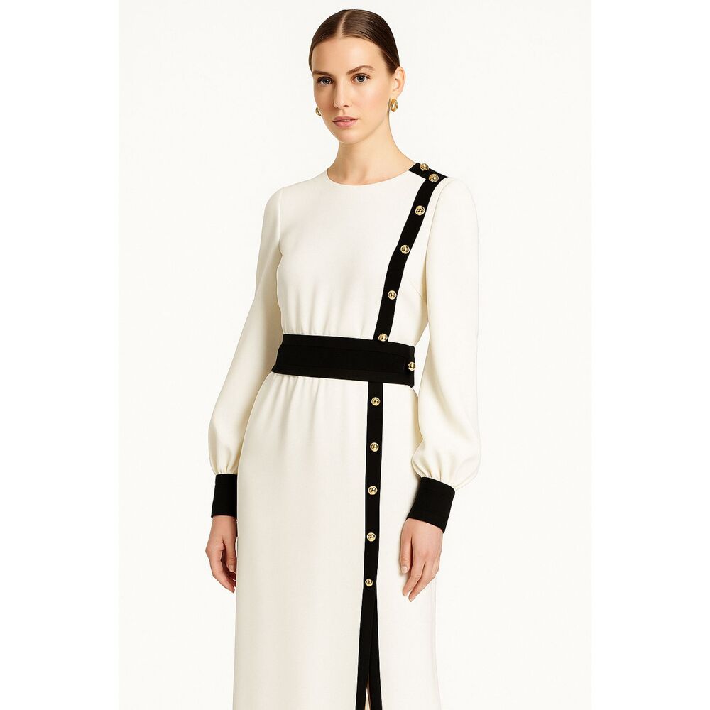 NWT. $2390 CAROLINA HERRERA Button-detailed Crepe Midi Dress Sz 6